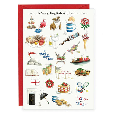 A Very English Alphabet Greeting Card Image