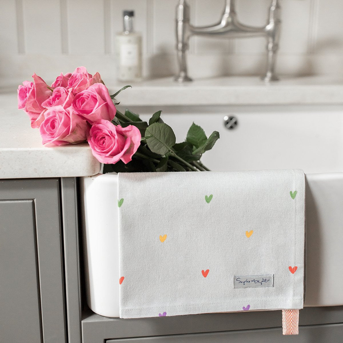 Hearts Multi-Colored Tea towel from Sophie Allport