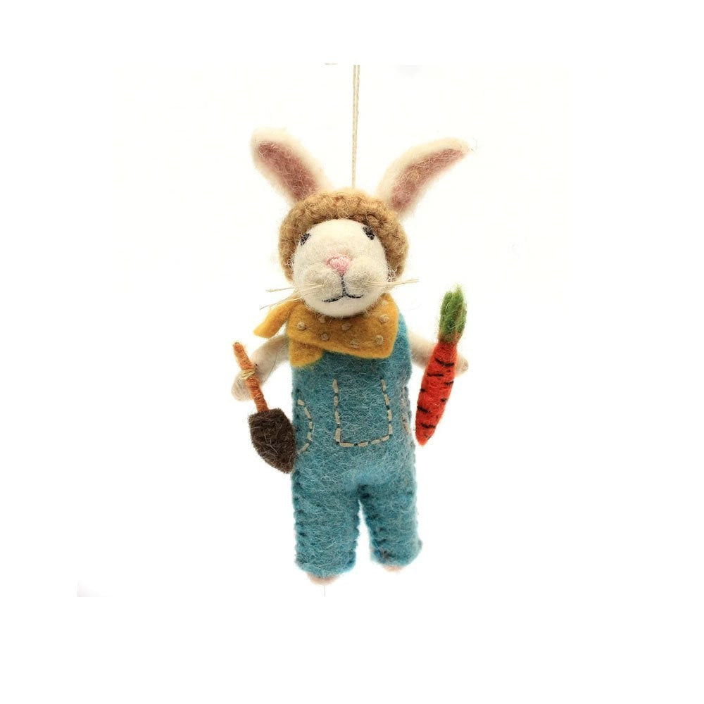 Bunny with Trowel & Carrot Hand Felted Decoration