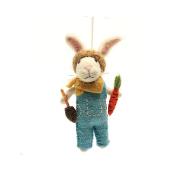Bunny with Trowel & Carrot Hand Felted Decoration Image
