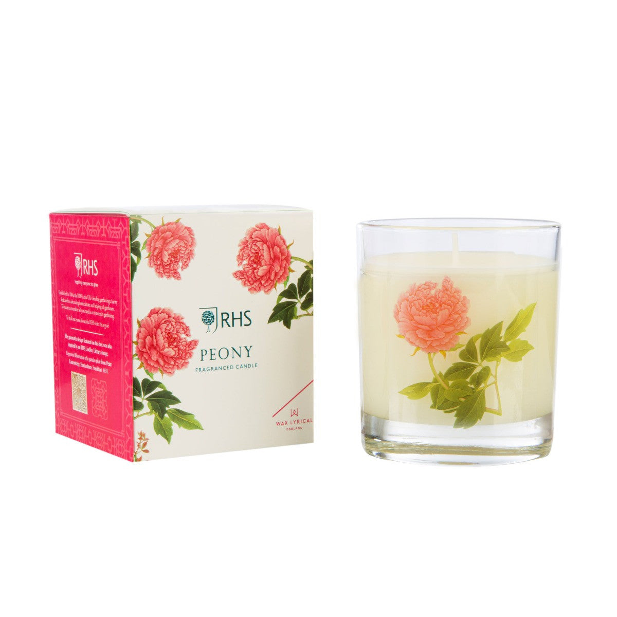 RHS Fragrant Garden Peony Candle by Wax Lyrical. Made in England.