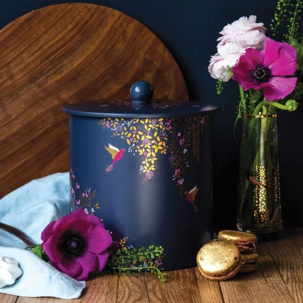 Chelsea Navy Biscuit Barrel from British Lifestyle Brand Sara Miller.