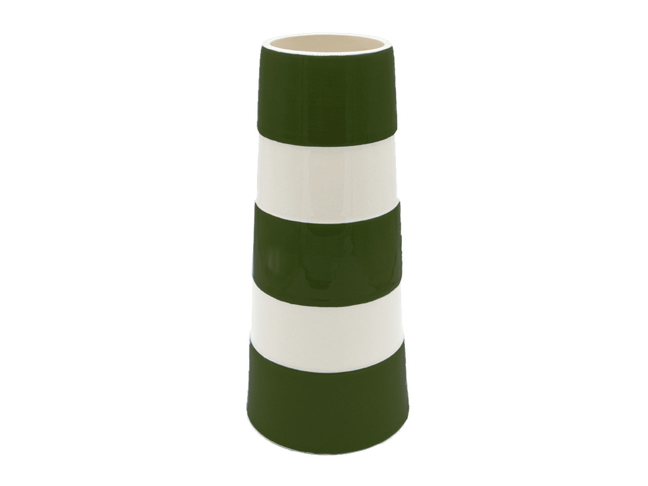 Cornishware Striped Tall Vase - Adder Green