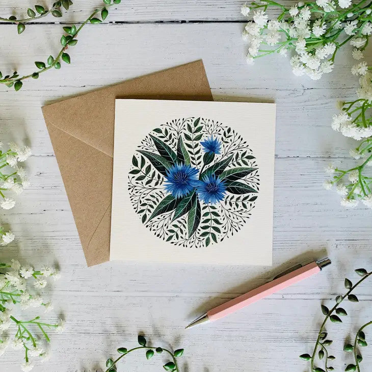 Cornflower Greeting Card by Becky Amelia