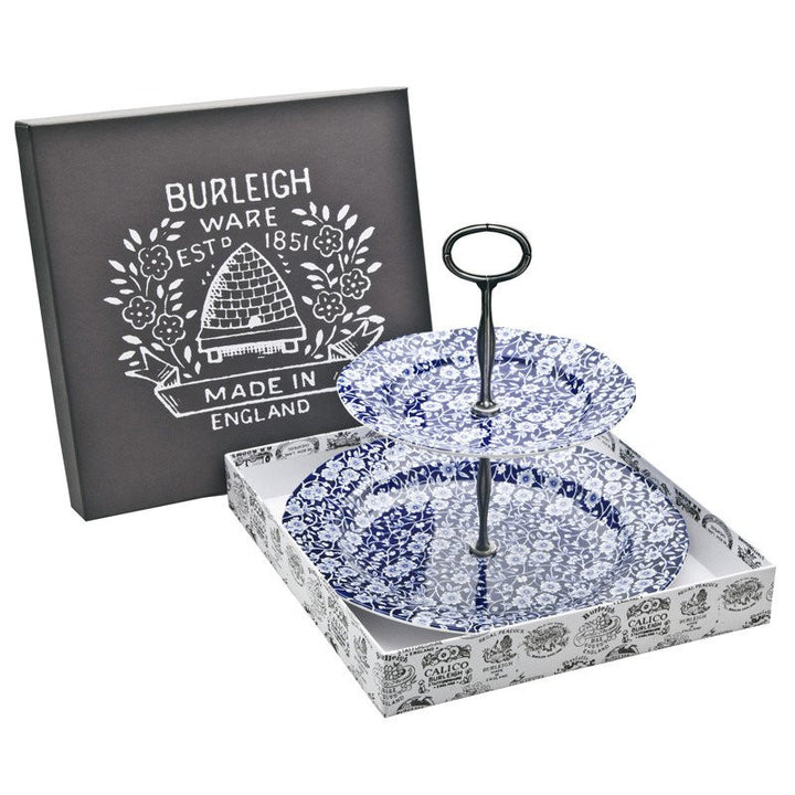 Blue Calico 2 Tier Cake Stand