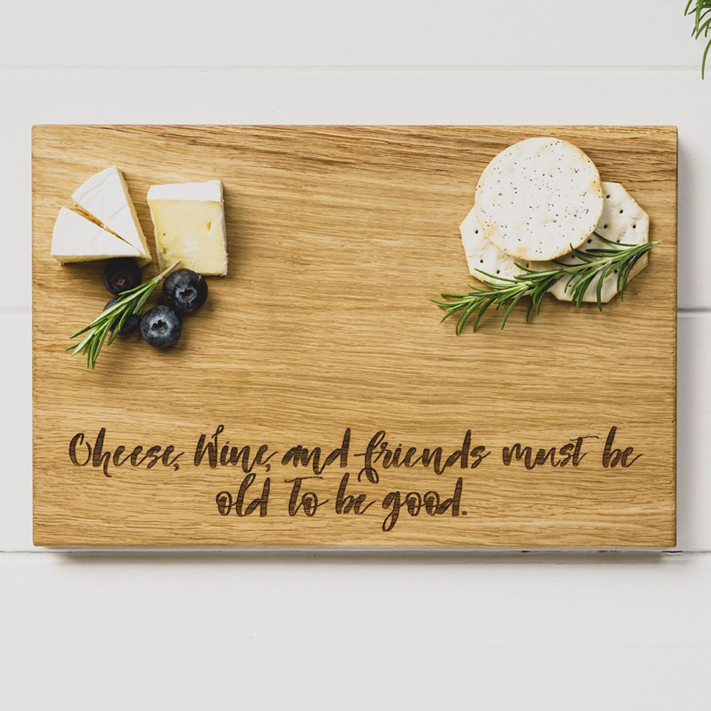 Cheese, Wind and Friends Oak Serving Board 12in by Selbrae.