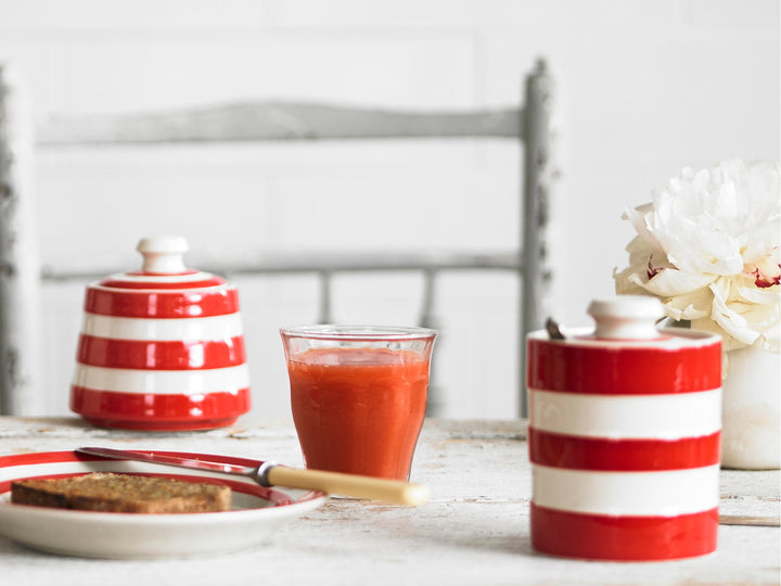Cornishware Red Striped Honey/Marmalade Pot