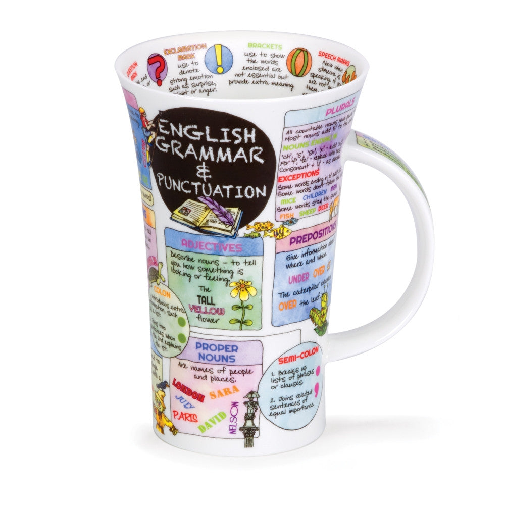 Dunoon bone china Glencoe English Grammar mug. Handmade in England.