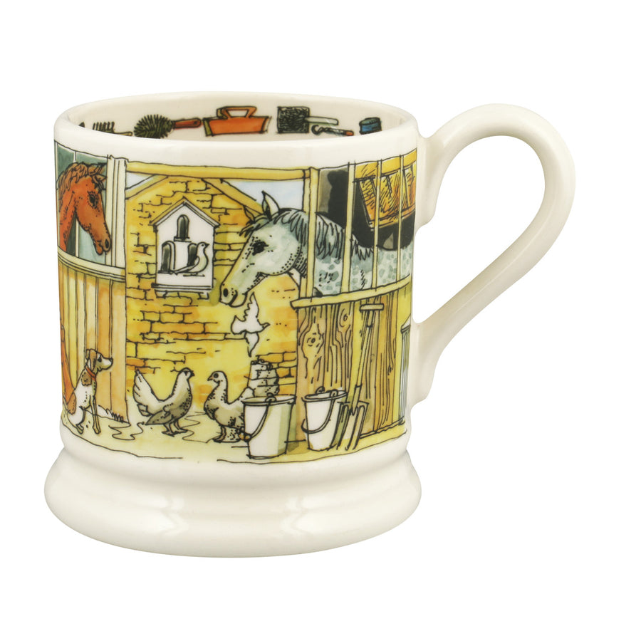Emma Bridgewater Down At The Stables Half Pint Mug. Handmade in England.