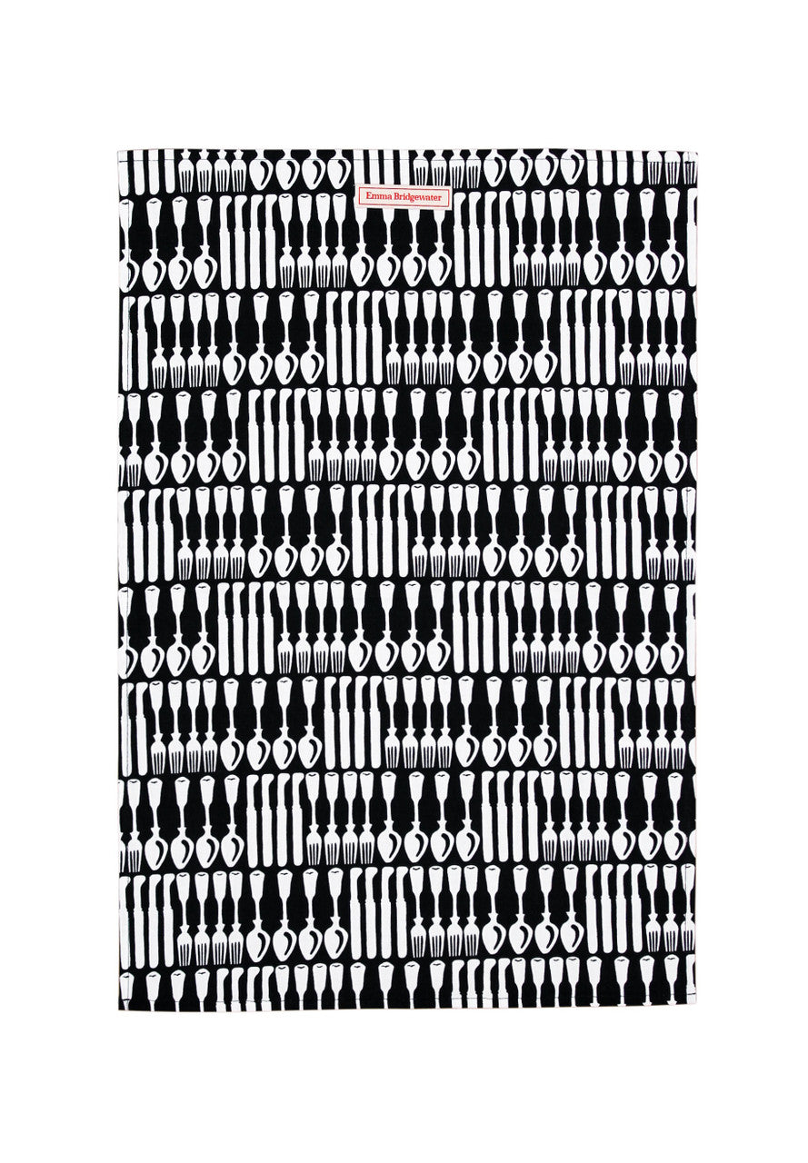 Black Toast Knives & Forks Tea Towel by Emma Bridgewater