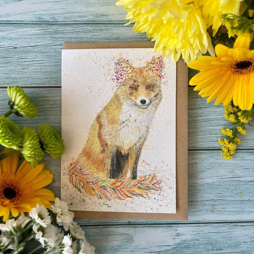 Felix the Fox Blank Greetings Eco Card by Jen Winnett