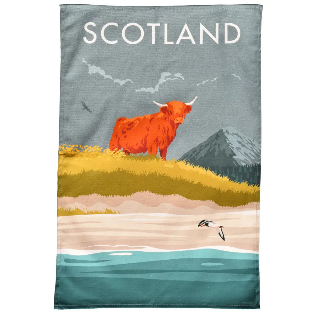 Scotland Highland Cow Tea Towel
