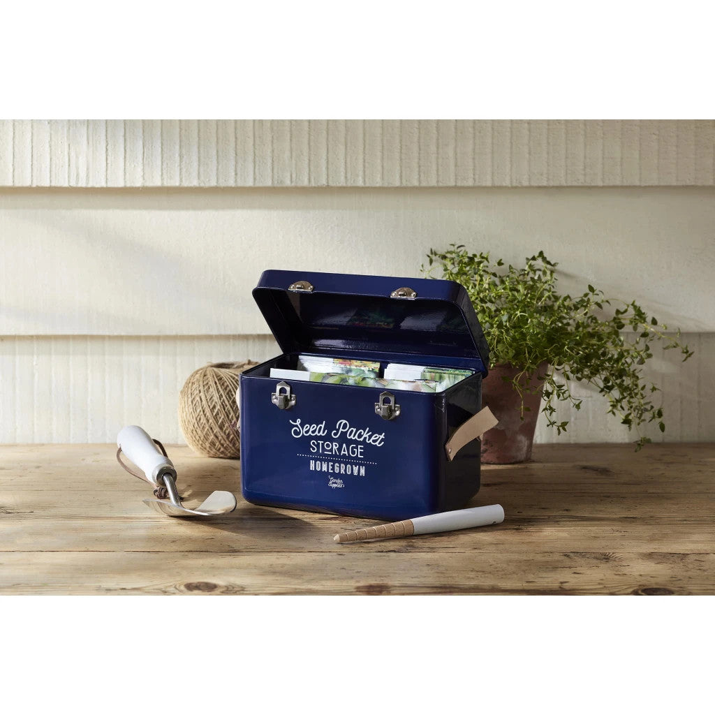 Seed Packet Storage Tin in Atlantic Blue by Burgon & Ball