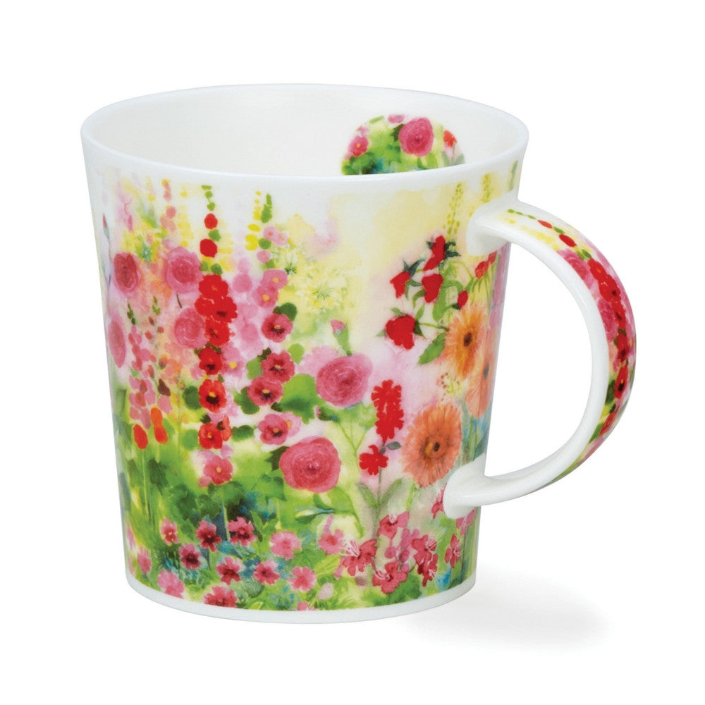 Dunoon Lomond Cottage Garden bone china mug - Pink. Handmade in England
