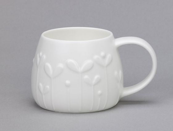 Repeat Repeat's White Bone China Tulip Petal mug. Made in England.