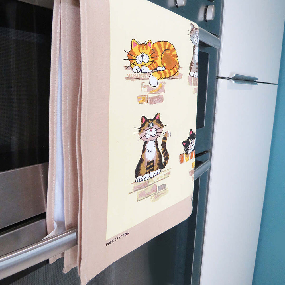 When the Cat's Away Cotton Tea Towel by Samuel Lamont.
