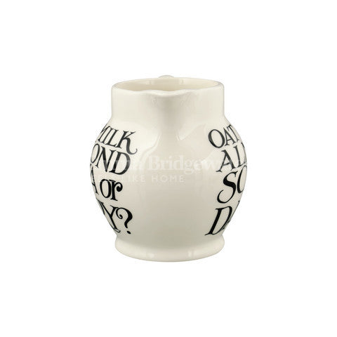 Emma Bridgewater handmade pottery Black Toast Soya or Dairy 1/2 Pint Jug.