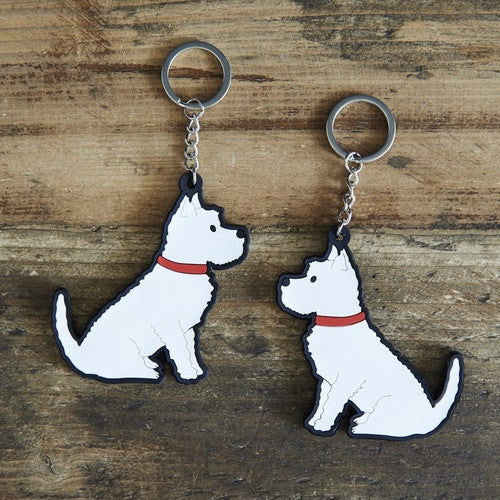 PVC Double-Sided Mischievous Mutts Key Ring - Westie