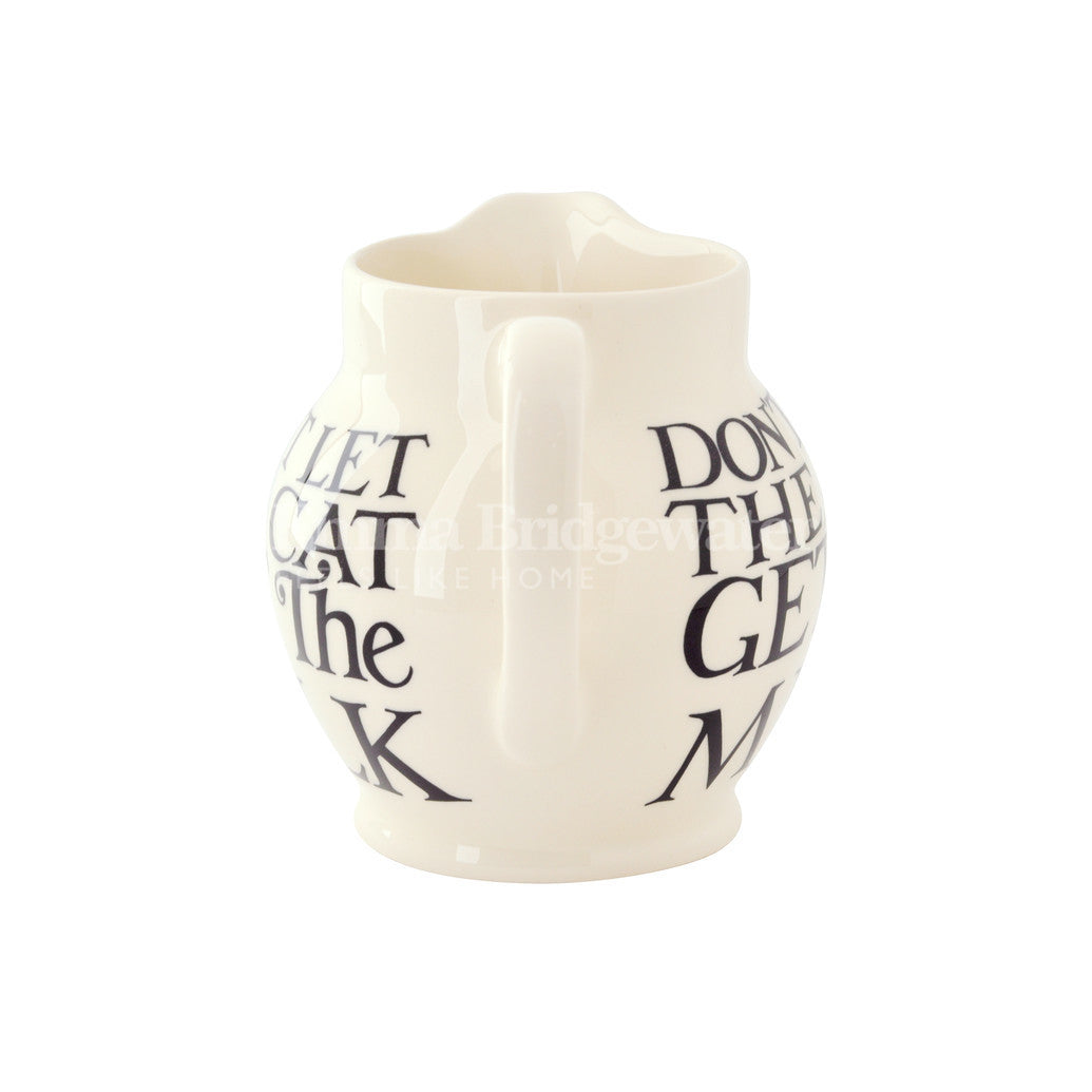 Emma Bridgewater handmade pottery Black Toast 1/2 Pint Jug.