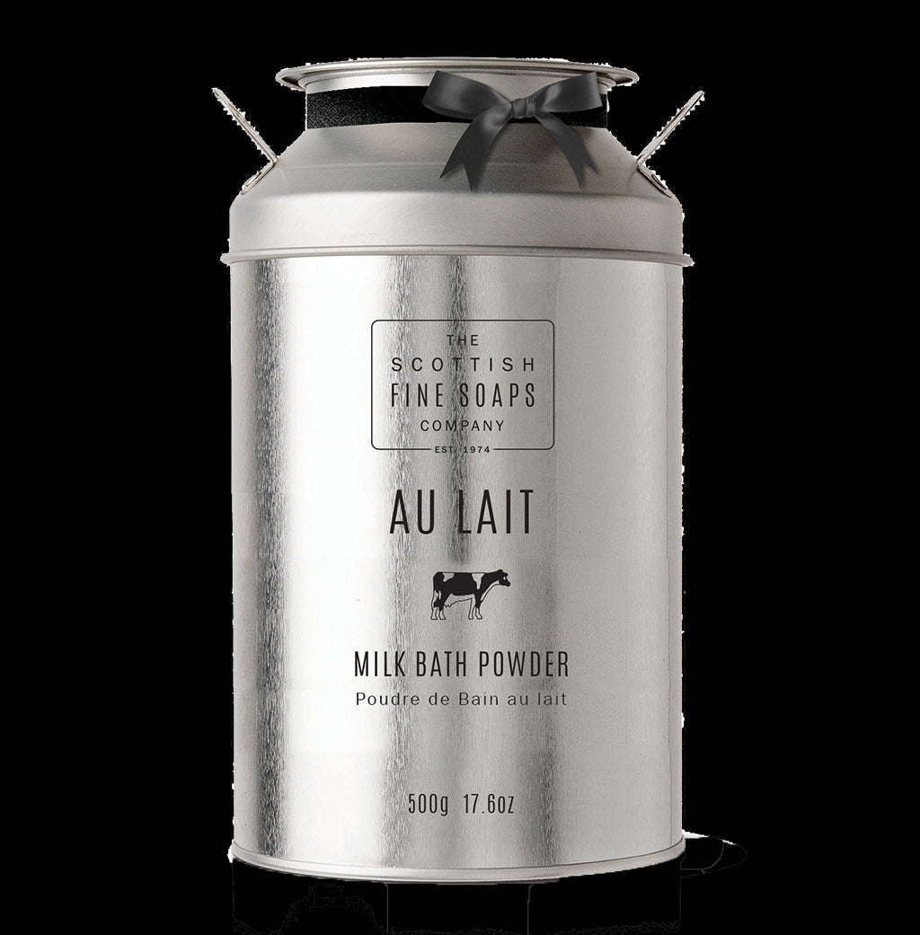 Au Lait Milk Bath Powder from The Scottish Fine Soaps Company. Made in Scotland.