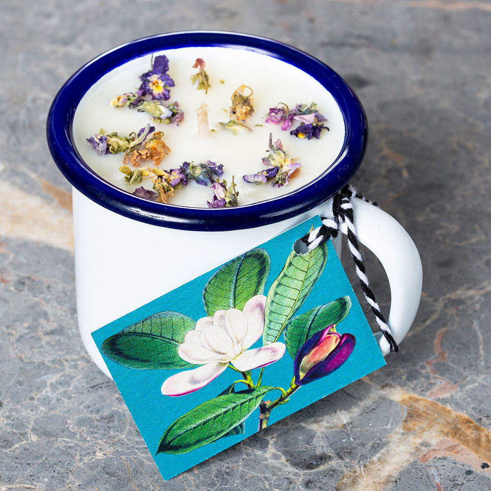 Elderflower & Cedarwood Enamel Cup Candle