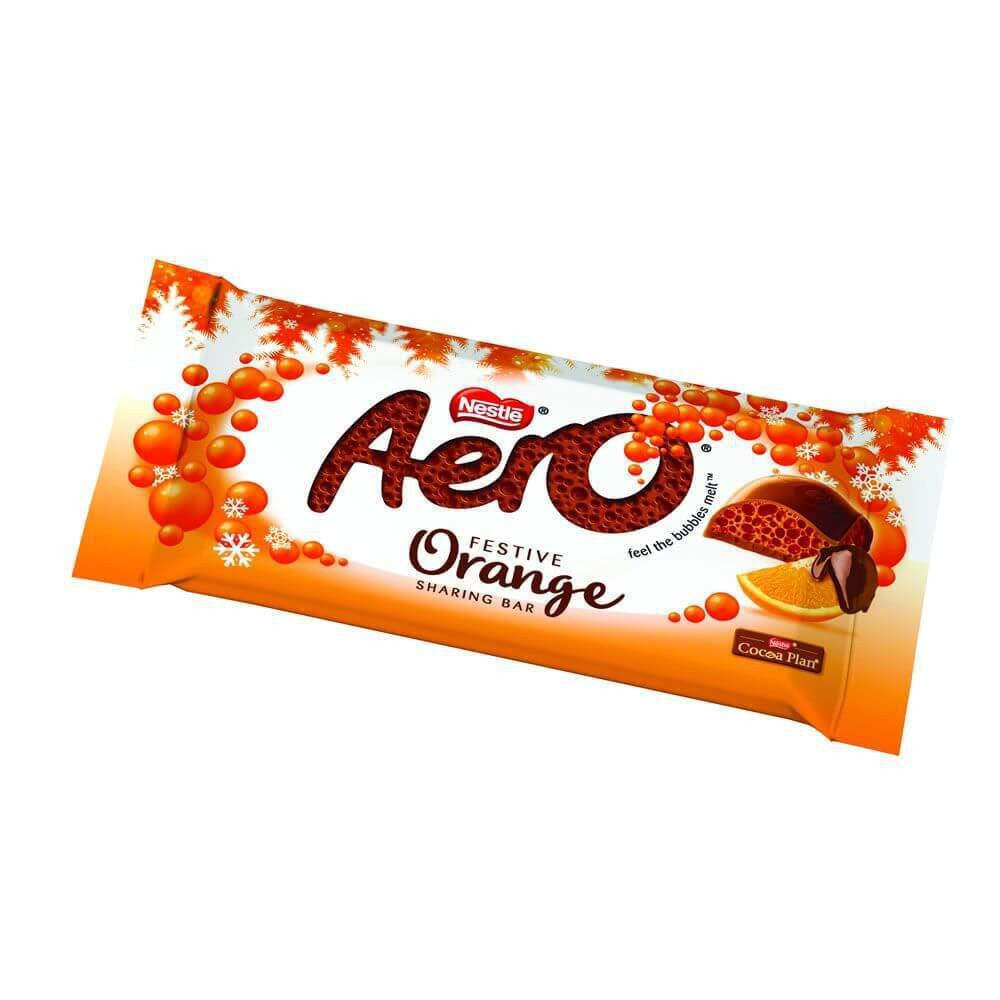 Nestle Aero Festive Orange Milk Chocolate Bar 90g