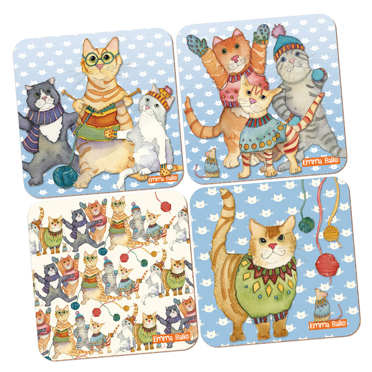 Kittens in Mittens Coasters - Set of 4 from Emma Ball