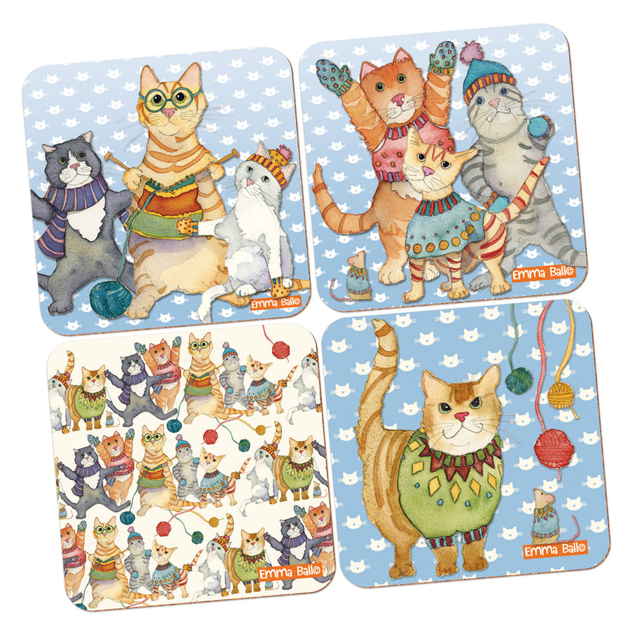 Kittens in Mittens Coasters - Set of 4 from Emma Ball