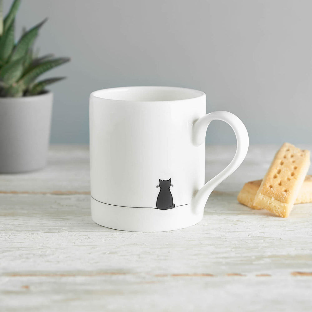 Sitting Cat Bone China Mug by Jin Designs.