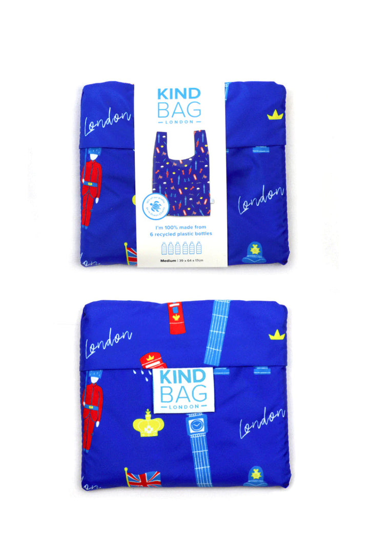 London Medium Reusable Bag made form 100% recycled plastic bottles from Kind Bag London.