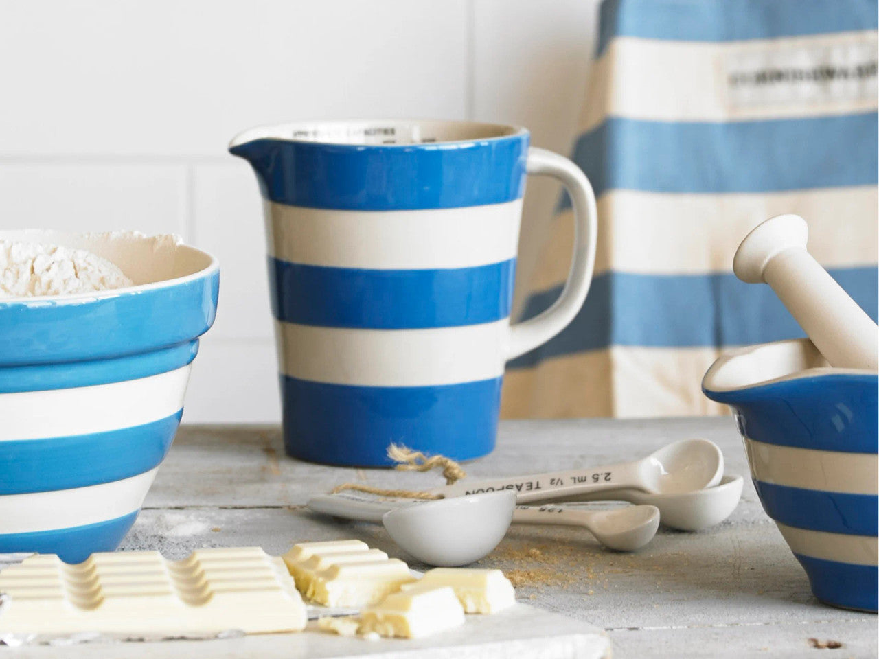 Cornishware Green Striped Mixing Bowl