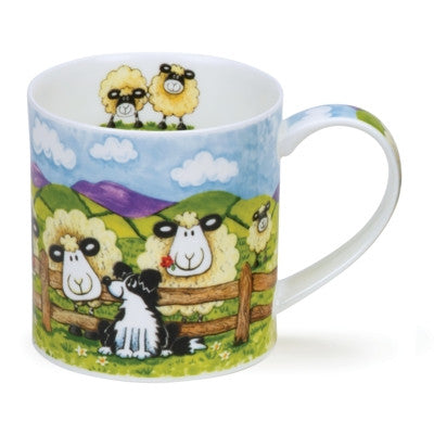 Dunoon Orkney Silly Sheep Fence bone china mug.