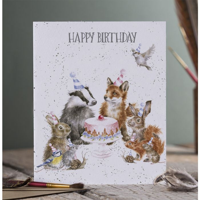 'Woodland Party' Woodland Animal Birthday Greetings Card by Hannah Dale for Wrendale Designs.