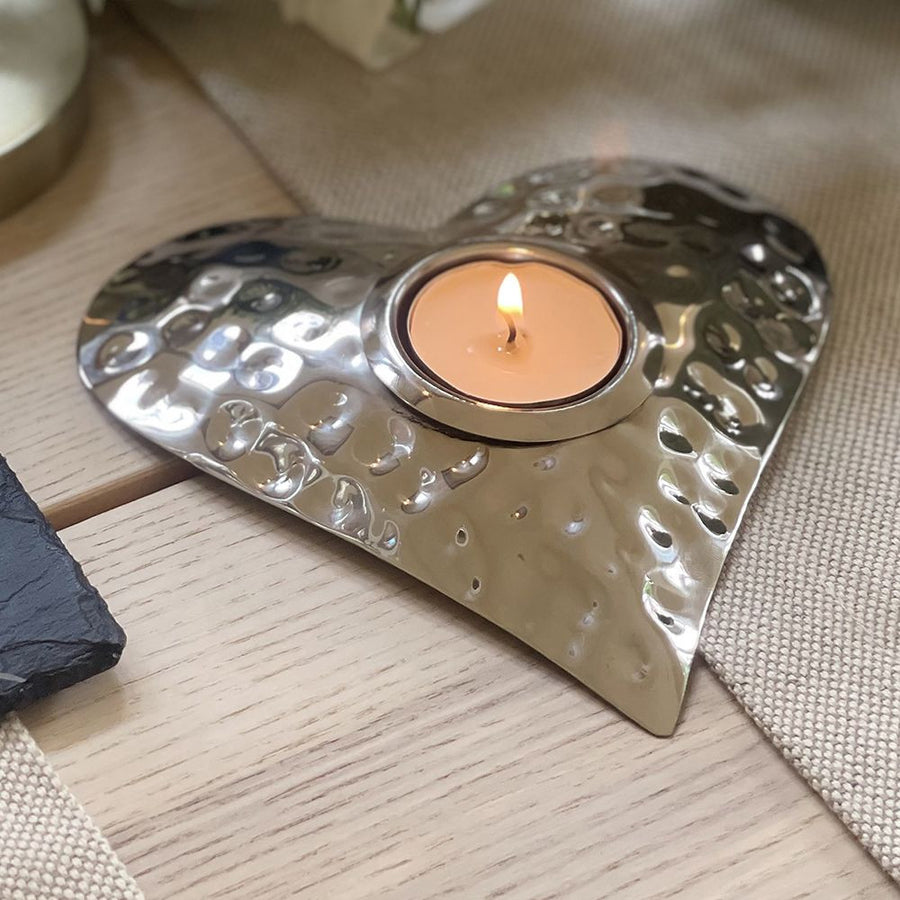 Hand Hammered Heart Tea Light Holder by Selbrae House