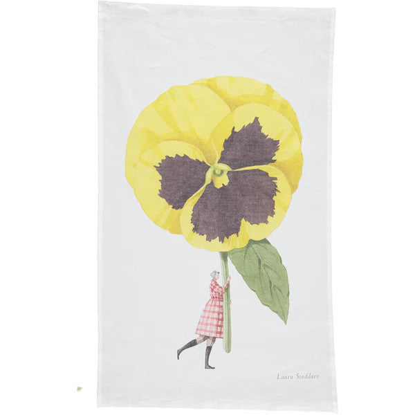 In Bloom Pansy Linen Tea Towel by Laura Stoddart