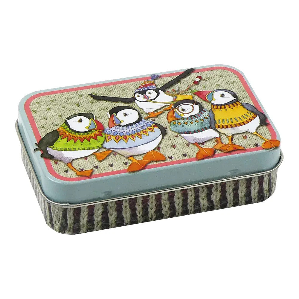 Woolly Puffins Set of 6 Stitch Crochet Markers in a Pocket Tin from Emma Ball.