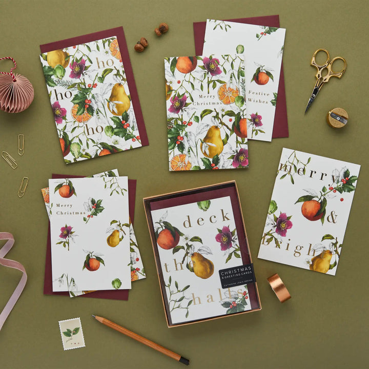 Winter Decadence - Box of 8 Luxury Botanical Christmas Cards