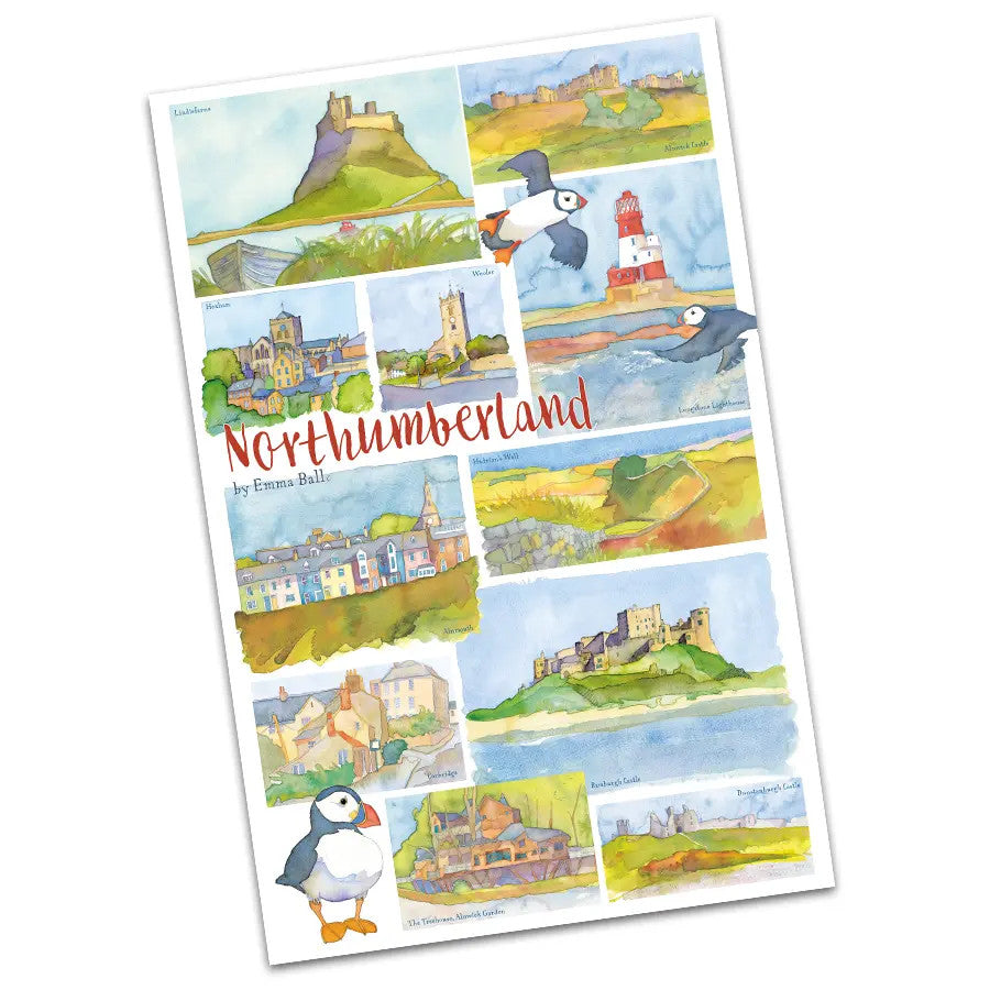 100% Cotton Northumberland Tea owel by Emma Ball