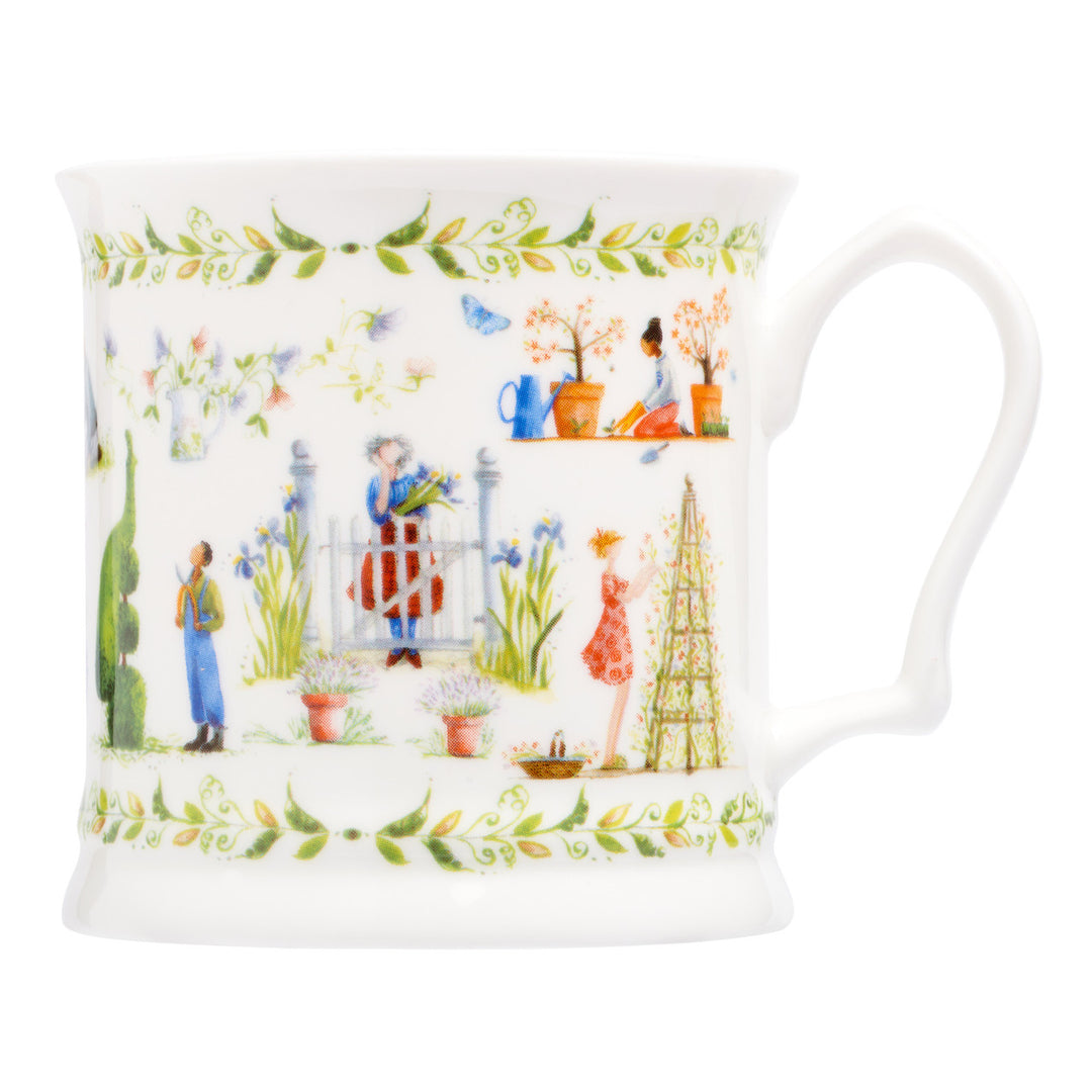 English Tankard Mug - Flower Garden by Jane Abbot designs.