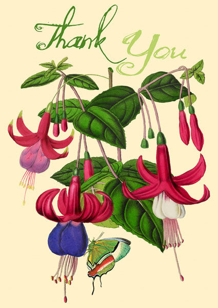 Fuchsia Glitter Thank You Card by Madame Treacle.