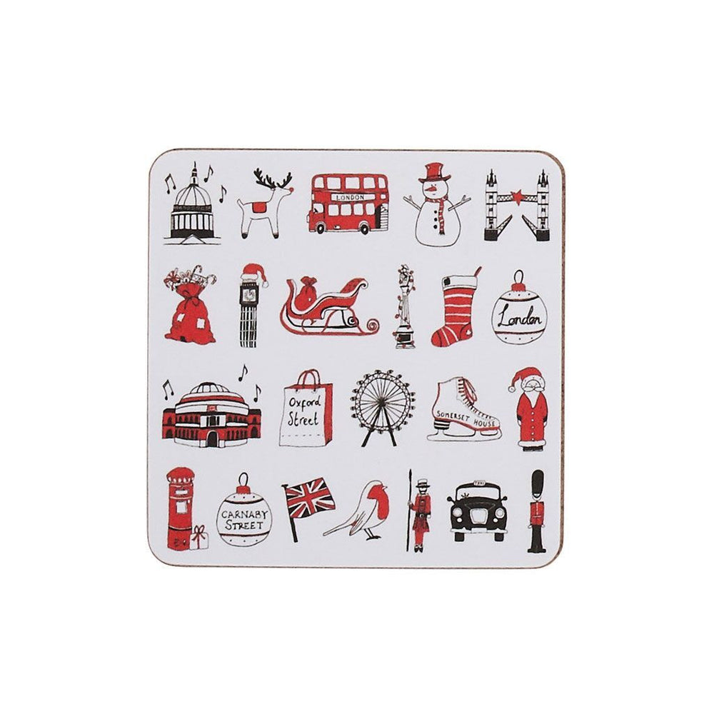 London Christmas Set of 4 Coasters from Victoria Eggs.