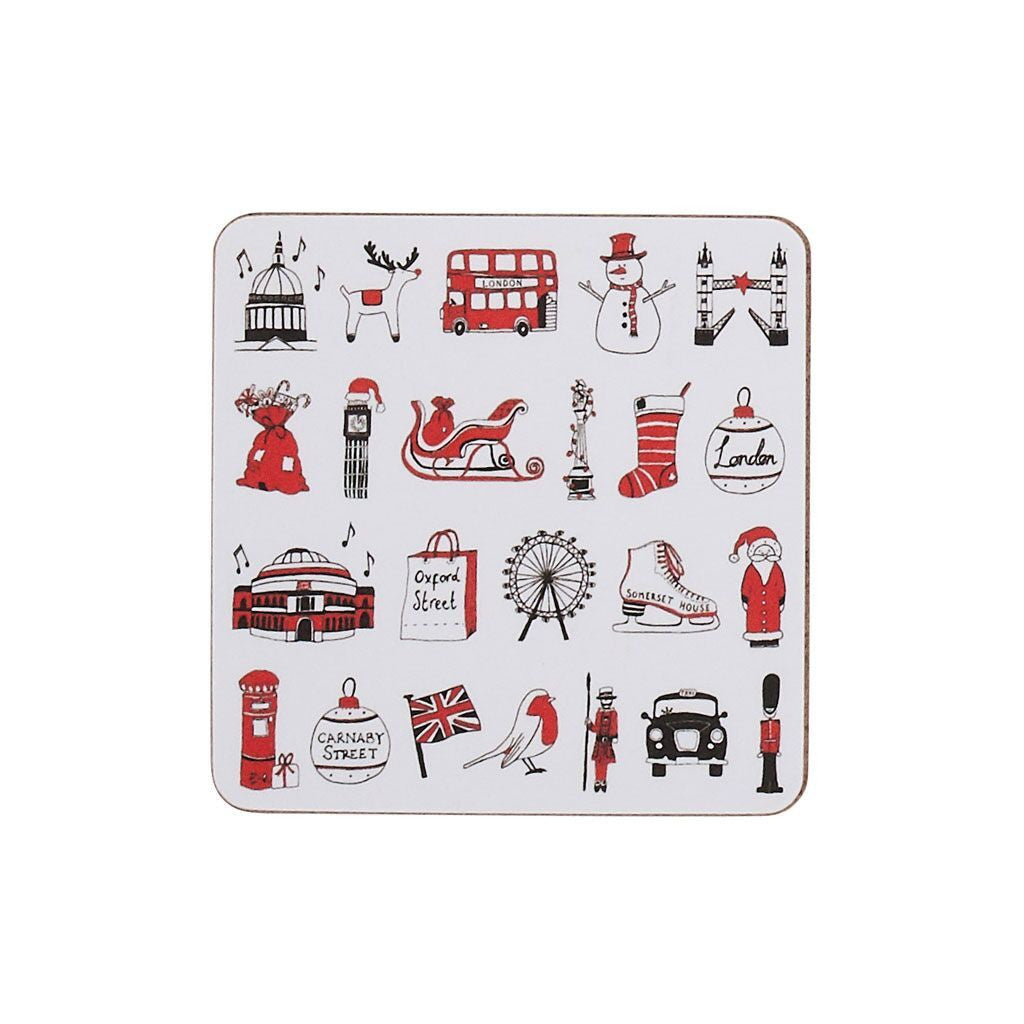 London Christmas Set of 4 Coasters from Victoria Eggs.