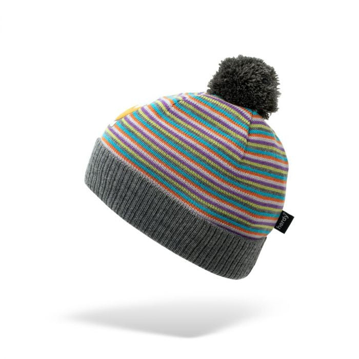 Herdy Multi-Colored Striped Bobble Hat
