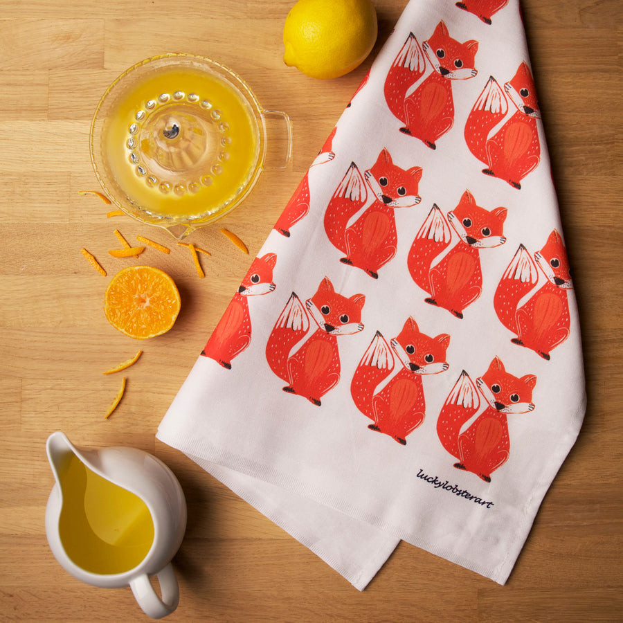 Foxy Tea Towel from Lucky Lobster art