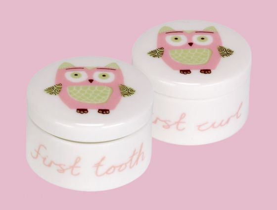 Bone china pair of keepsake boxes by Repeat Repeat.