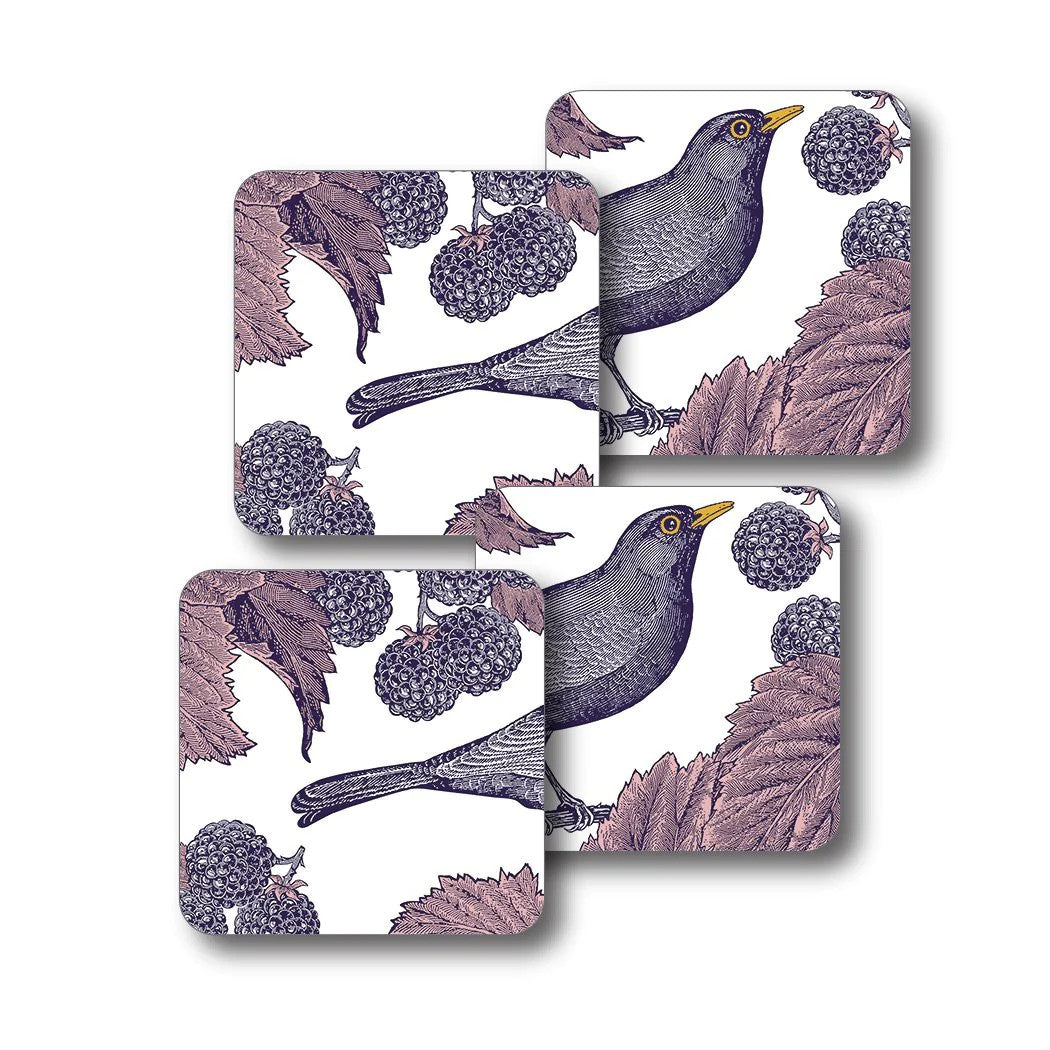 Blackbird & Bramble Set of 4 Coasters by Thornback and Peel.