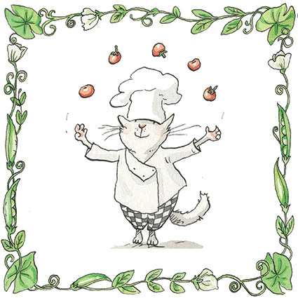 Juggling Tomatoes Ceramic Pot stand by artist Anita Jeram for Two Bad Mice.