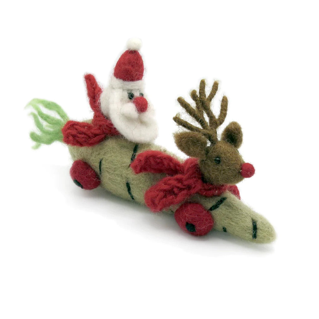 Christmas Parsnip Car with Santa & Reindeer Felt Decoration