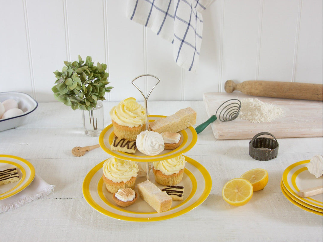 Cornishware Two-Tier Cake Stand - yellow