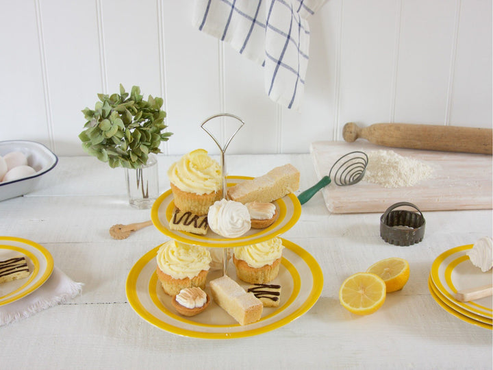 Cornishware Two-Tier Cake Stand - yellow
